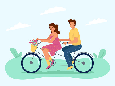 Couple in love on a bicycle