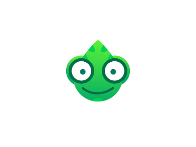 Chameleon logo ar cartoon chameleon design flat green illustration logo vector