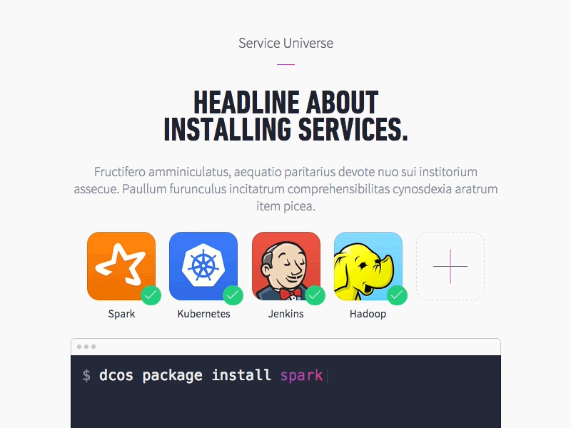 Mesosphere DCOS Services Universe cli command line dcos icons mesosphere services terminal typing typography