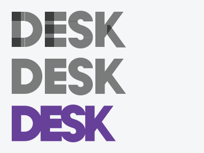 Desk Logo desk logo purple sans serif type