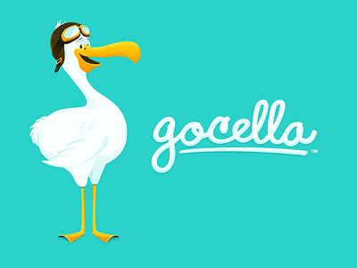 Gocella - Final Identity Candidate bird cartoon cell shading gocella handwritten identity logo script teal