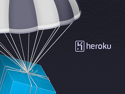 Heroku Deploy 3d blocks blue box cord deploy falling heroku isometric parachute string