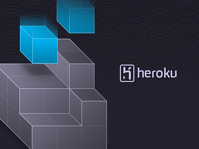Heroku Build 3d blocks blue box build falling grid heroku isometric
