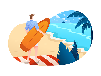 Beach Illustration beach illustration flat illustration holiday illustration island nature ocean paradise sea surf vacation