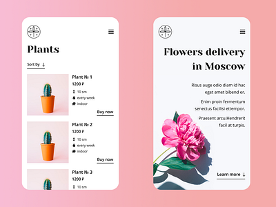 Mobile version of concept for flower shop