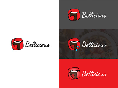 Bellicious - Online Food Delivery - Logo Design Concept brand food logo illustration logo logo design logo mark red restaurant logo
