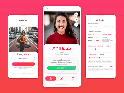 Tinder Redesign Concept app login menu profile redesign settings tinder ui