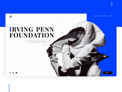 Irving Penn after effect black white blue fashion ui ux web design