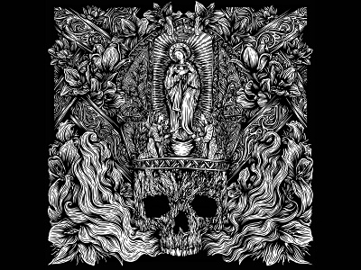 Hope is Dope artwork black and white darkart drawing heavymetal illustration illustrator religion skull