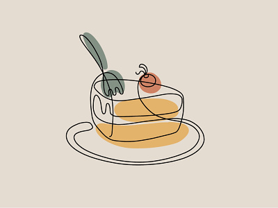 Oneline cake 2d art cake delicious design food icon illustration oneline web