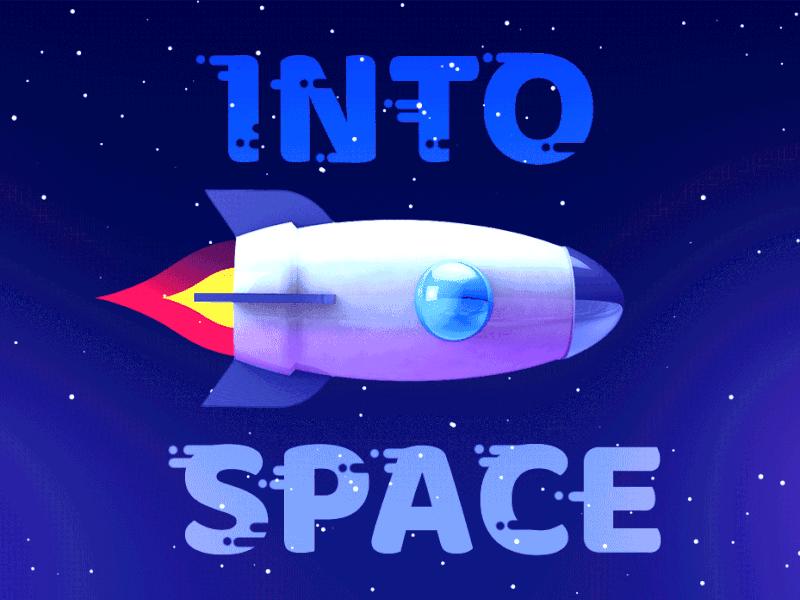 Into Space 3d 3d art 3d artist animation cosmos design galaxy illustration rocket space stars starship typography web
