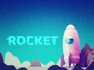 Rocket 3d 3d art 3d artist cosmos design galaxy illustration rocket space stars starship typography web