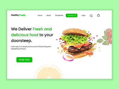 Food Delivery Website Landing Page Design app branding de design graphic design illustration logo ui ux vector