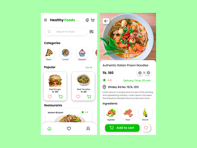 Menu & Product Details UI