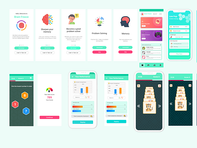 Brain Freeze Game UI/UX Design Project app branding design graphic design logo ui ux