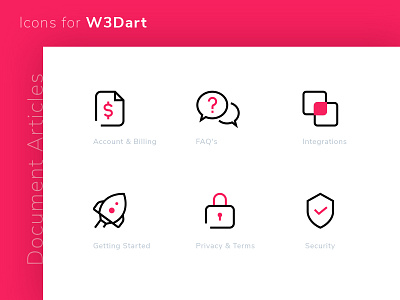 W3Dart FAQ Icons Set brand design brand identity icon design icon set iconography ui