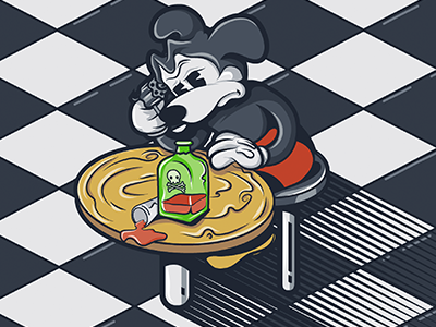 hollow flat illustration illustrator mickey mouse vector