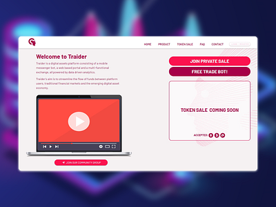 Landing page for a trading design flat trading ui web