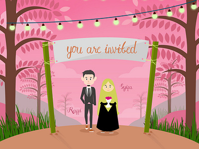 ISLAMIC INVITATION WEDDING | FLAT DESAIN design flat illustration invitation invitation card islamic art islamic invitation wedding wedding invitation