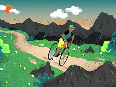 Mountain cycling illustration cartoon character cycling drawing illustration syzygy syzygywarsaw texture