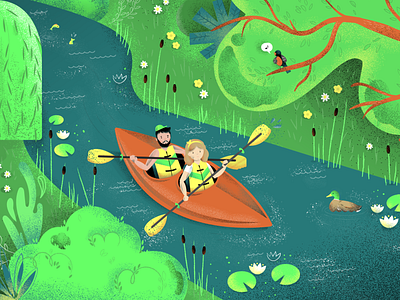 Kayaking illustration cartoon character drawing illustration kayaking nature sport syzygy syzygywarsaw texture