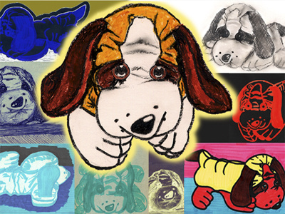 adogcalledsunset dog editorial graphic hand drawn illustration line art logo mascota ocaso pencil perro pet puppy rough sketch sunset