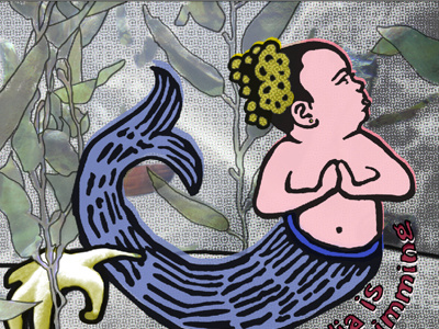 swimming acuario aquarium editorial illustration mermaid poster sirena sobreimpresión texture
