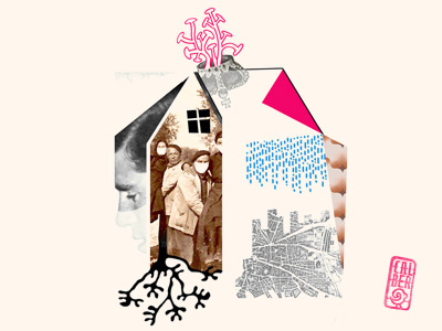 house collage colour composition design geometric graphic house illustration narrative portrait poster sketch texture tone