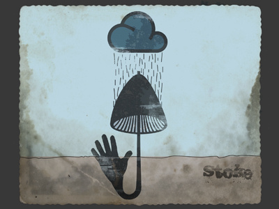 stoke cloud concept editorial hand icon illustration ink lluvia mano mushroom nube overprint paraguas pattern poster raining seta texture umbrella