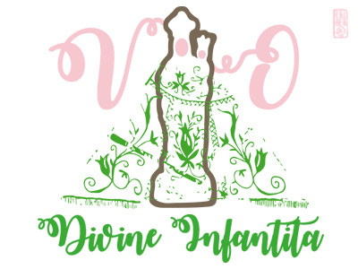 Divine composition concept divine graphic illustration infant oliva shape vintage virgen virgin