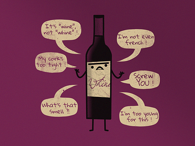 Stop Wineing alcohol character design drink for sale funny illustration ugh whine wine wine bottle
