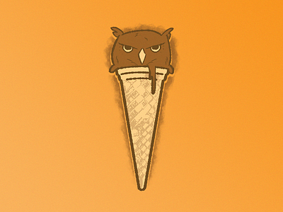 Owlscream animal apparel design character design digital drawing food for sale funny icecream illustration melting nature owl summer