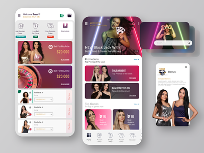 Live Casino - Mobile Application app application bet betting casino design mobile new ui ux