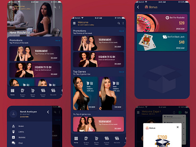 Live Casino Application app design flat icon ui ux