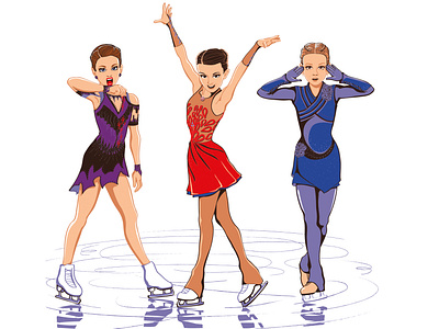 Russian ice skaters adobe illustrator character firebird game of thrones ice skating illustration twilight vector графический дизайнер дизайн персонажей иллюстрация фигурное катание