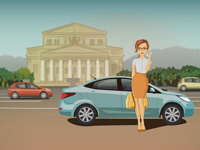 Car sharing in Moscow art business woman character clipart designer girl moscow picture vector вектор машина