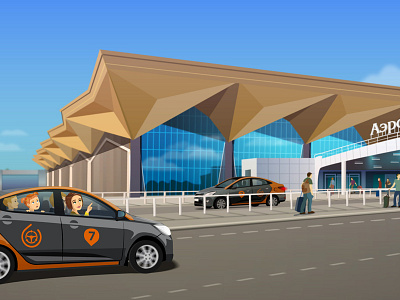 City parking sketch5 airport car character city pulkovo vector