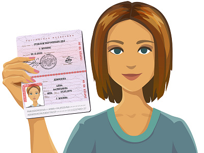 Selfie passport character holding passport selfie vector