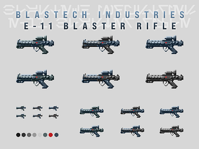 BlasTech Industries E-11 Blaster Rifle - Pixel Version! 16 bit 16 bit 16bit blaster e 11 gun illustration laser pixel pixel art pixels ray gun retro rifle star wars starwars stormtrooper video game