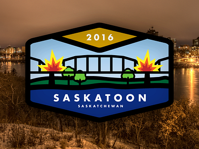 City Sticker/Patch Series - #02 - Saskatoon badge bold city embroidered flat futura lines patch saskatchewan saskatoon sticker stroke