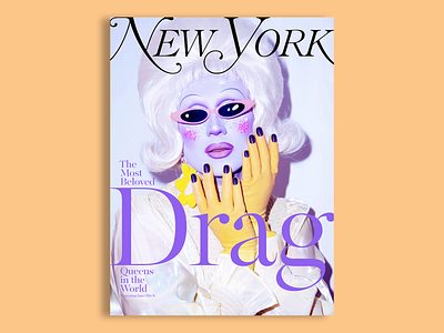 New York Magazine - Juno Birch - 1 of 6 clean color concept cover cover design drag drag queen editorial lettering lockup magazine orange photography portrait type typography zine