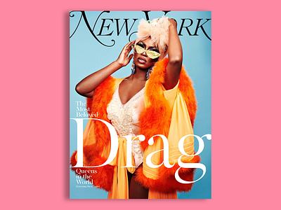 New York Magazine - Shea Couleé - 2 of 6 clean color concept cover cover design drag drag queen editorial lettering lockup magazine orange photography portrait type typography zine