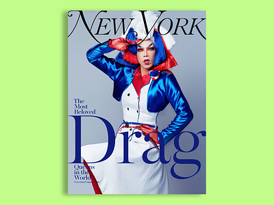 New York Magazine - Pangina Heals - 4 of 6 clean color concept cover cover design drag drag queen editorial green lettering lockup magazine photography portrait type typography zine