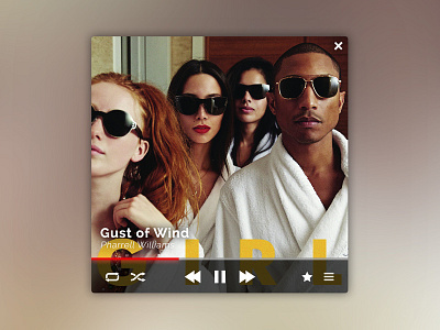 Music Player Widget - Pharrell Williams clean icon icons interface music music player music widget pharrell williams player ui ux widget