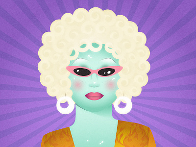 Juno Birch 60s 70s alien blonde character clean design drag drag queen gay green illustration juno birch lgbt portrait purple queen queer trans vector