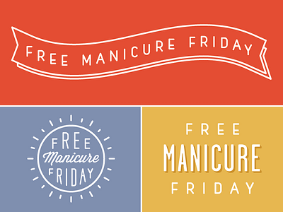 Free Manicure Friday illustration illustrator lettering logo manicure nails purple red stroke text typography yellow