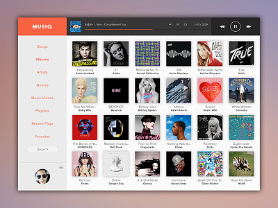 Musiq - Albums albums app application clean dashboard design interface music player ui ux web app