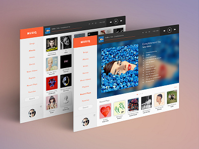 Musiq app application clean dashboard design display interface music player ui ux web app