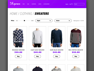 Shopman Category Page branding clean design ecommerce fashion identity interface shop site ui ux website