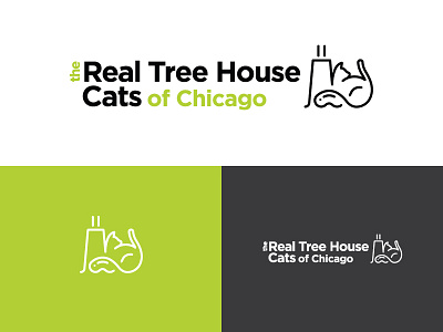 RTHC of Chicago Logo animal shelter brand cat cats charity icon identity illustration logo mark organization tree house